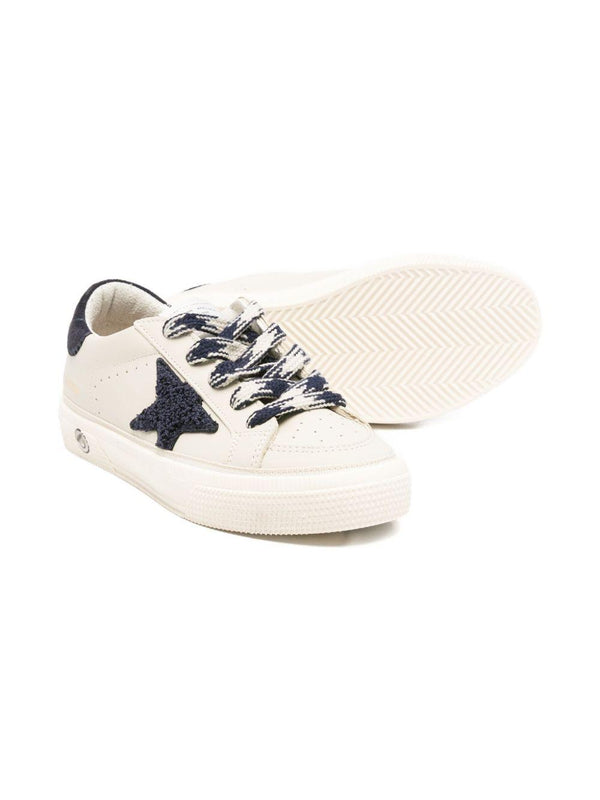 Sneakers per bambino Golden Goose Kids beige con lacci e applicazione a stella
