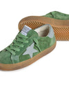 Sneakers per bambino Golden Goose Kids Super Star verde in pelle scamosciata