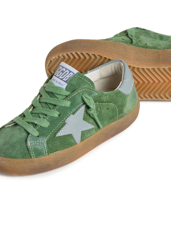 Sneakers per bambino Golden Goose Kids Super Star verde in pelle scamosciata