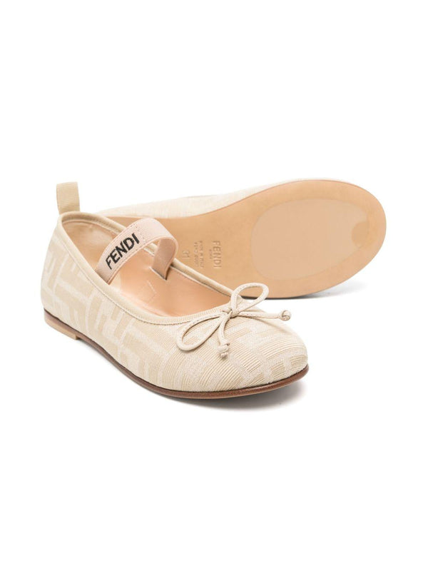 Ballerine per bambina Fendi Kids beige con motivo FF