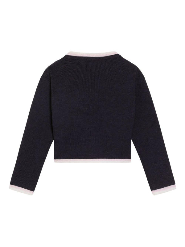 Top per bambina Dolce & Gabbana Kids blu a coste con logo