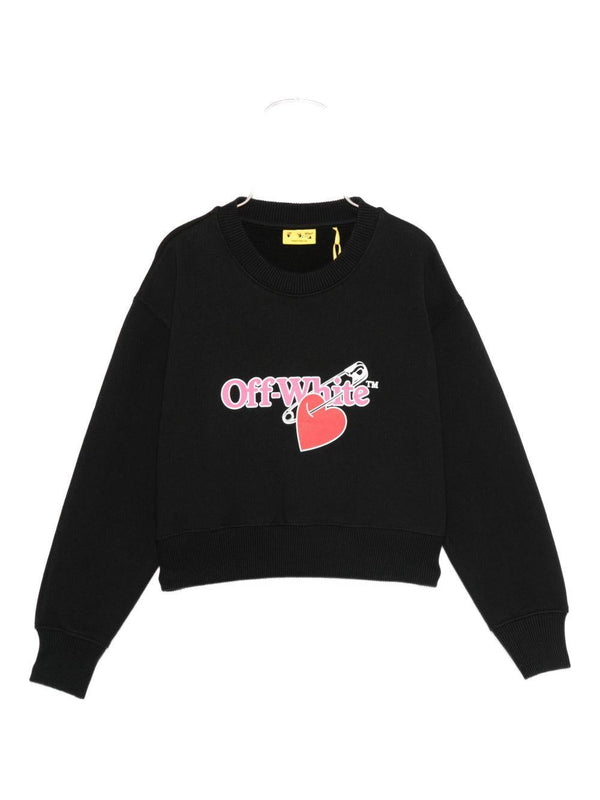 Felpa per bambina Off-White Kids nero con logo sul davanti