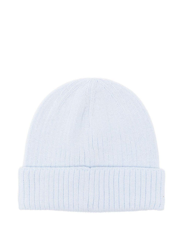 Berretto per neonato Boss Kids azzurro con logo ricamato