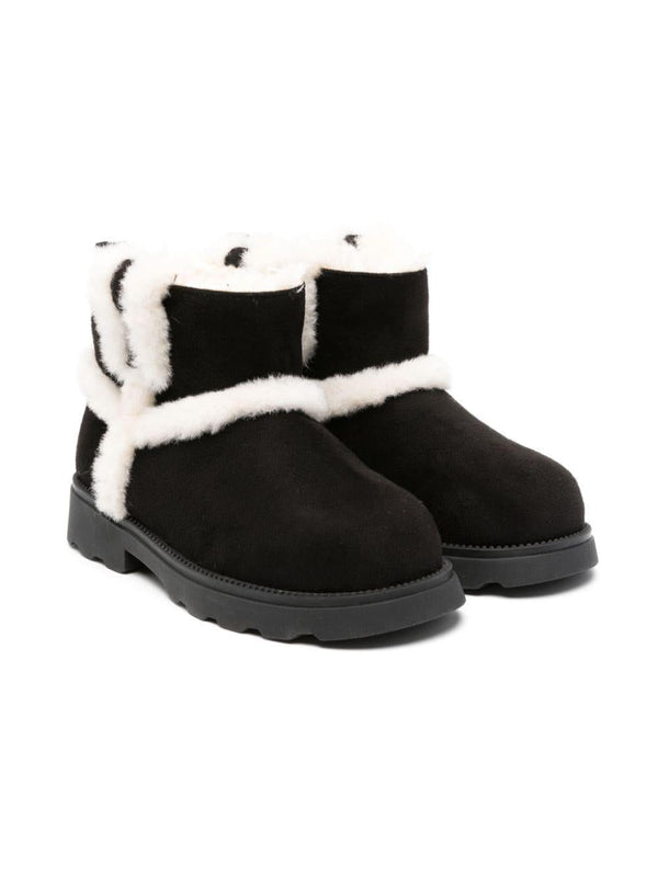 Stivaletti per bambina Monnalisa nero con finta pelliccia bianca