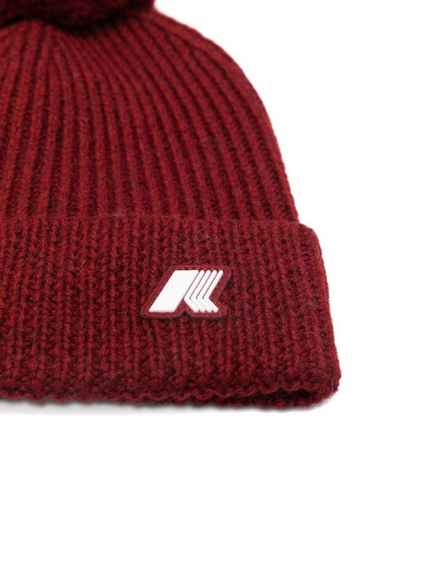 Berretto per bambina K-Way Kids rosso con pompon a coste