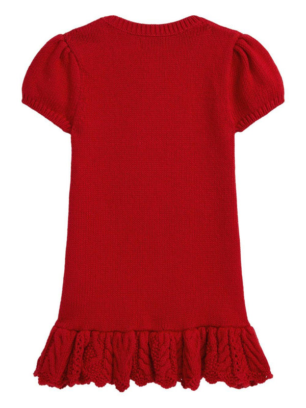 Abito per neonata Polo Ralph Lauren Kids rosso con intarsio Polo Bear