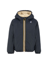 Giacca per bambino K Way Kids blu con cappuccio e fodera in pile