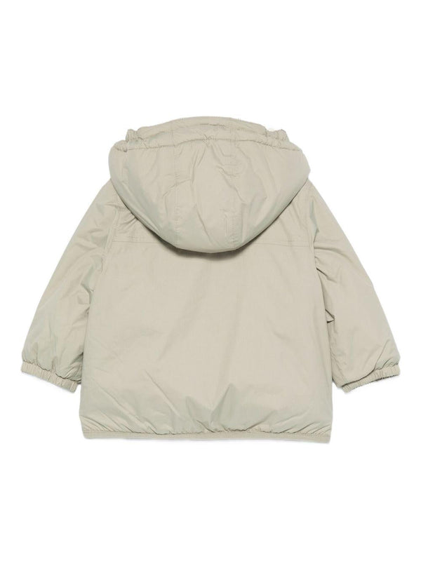 Giacca per neonati K Way Kids verde con cappuccio e zip frontale