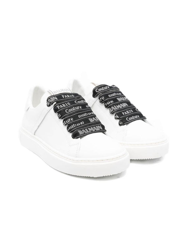 Sneakers per bambino Balmain Kids bianche con lacci logati