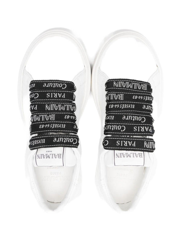 Sneakers per bambino Balmain Kids bianche con lacci logati