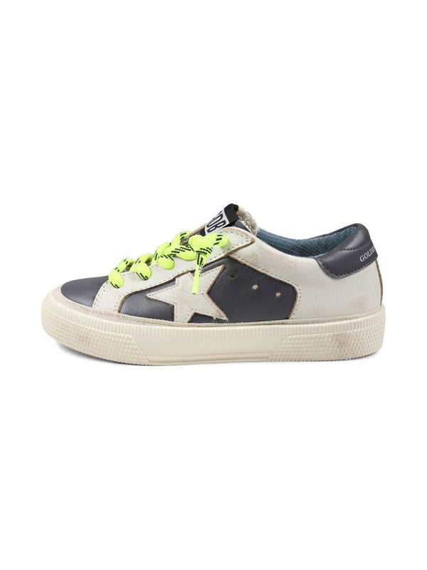 Sneakers per bambino Golden Goose Kids in pelle blu con chiusura con lacci