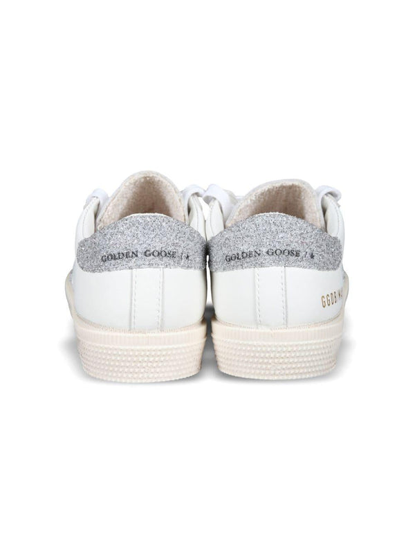 Sneakers per bambina Golden Goose Kids May bianco con dettaglio glitter