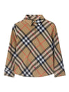 Camicia in cotone a quadri per neonato Burberry Kids beige con orlo dritto