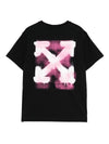 T-shirt per bambina Off-White Kids nera con logo ed effetto vernice spray