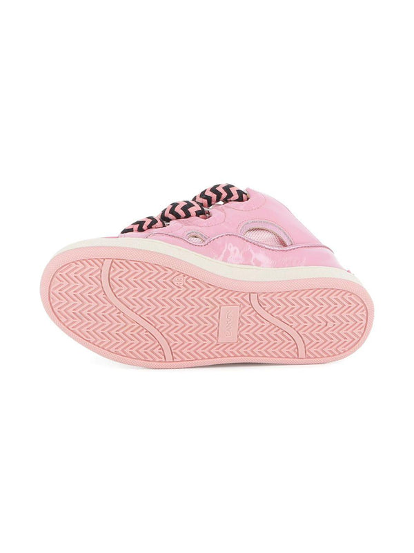 Sneakers per bambina Lanvin Enfant rosa con lacci oversize a zigzag