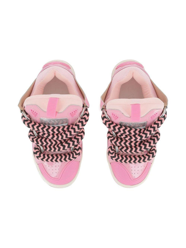Sneakers per bambina Lanvin Enfant rosa con lacci oversize a zigzag