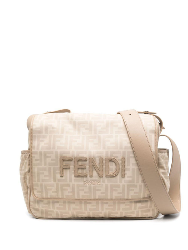 Borsa fasciatoio per neonati Fendi Kids beige con motivo FF