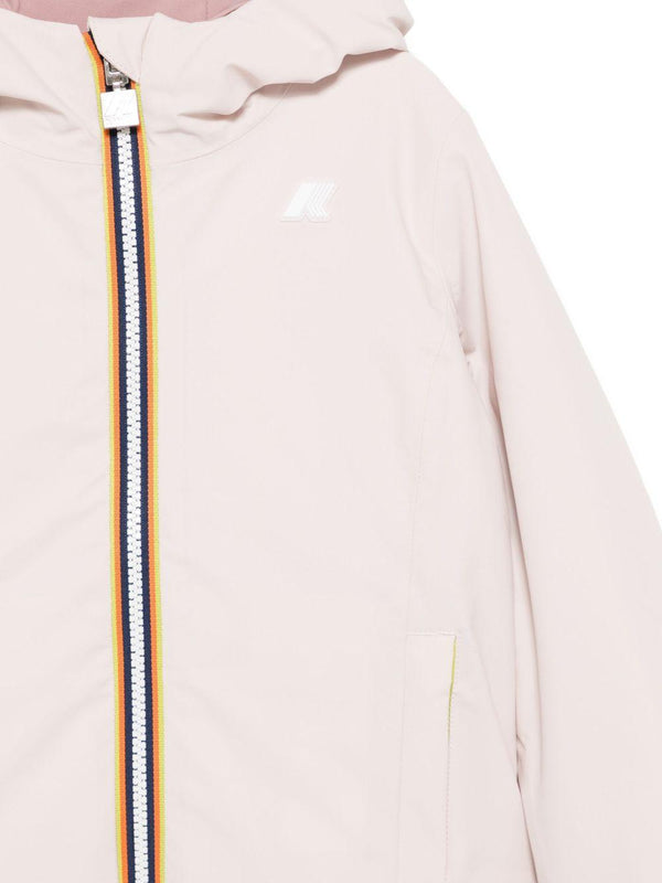 Giubbino per bambina K-Way Kids rosa con cappuccio classico