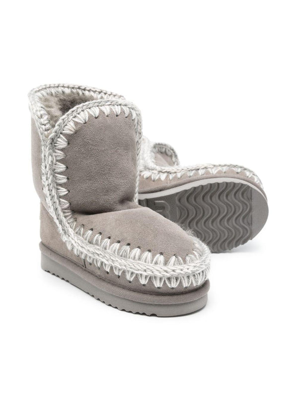Stivali Eskimo 24 per bambina Mou Kids grigi con applicazione posteriore con logo