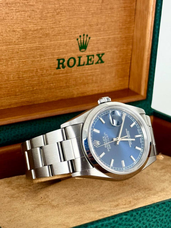 Rolex Datejust, Blue Dial, with box and papers