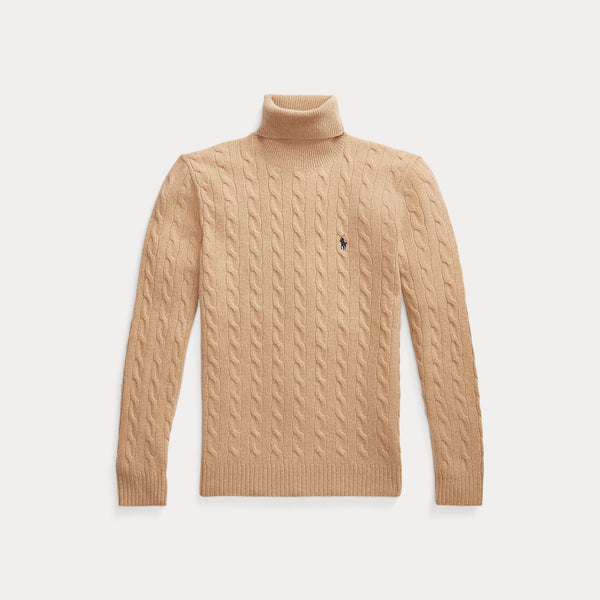 CABLE WOOL-CASHMERE TURTLENECK SWEATER 