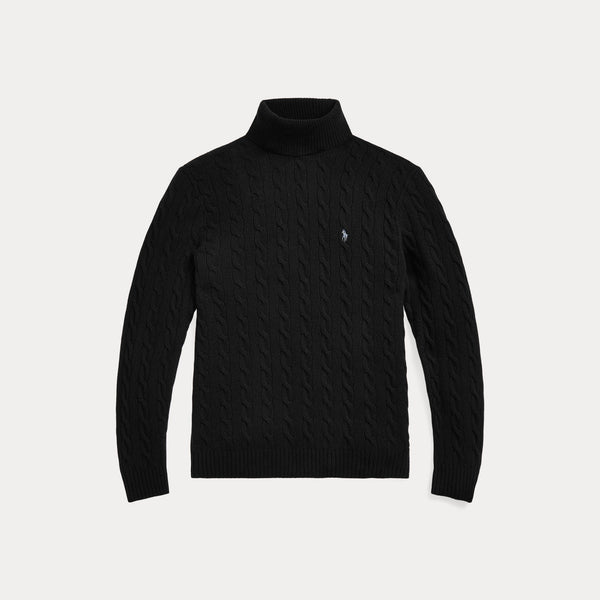 CABLE WOOL-CASHMERE TURTLENECK SWEATER 