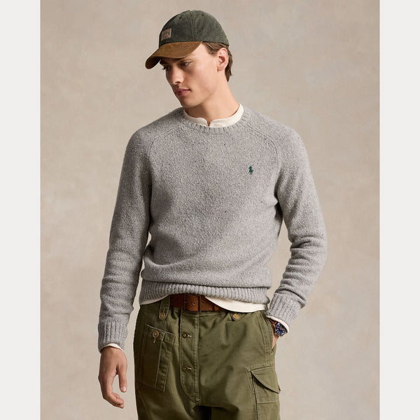 SPECKLED WOOL-BLEND CREWNECK SWEATER 
