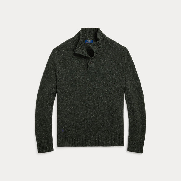 SPECKLED WOOL-BLEND MOCKNECK SWEATER 