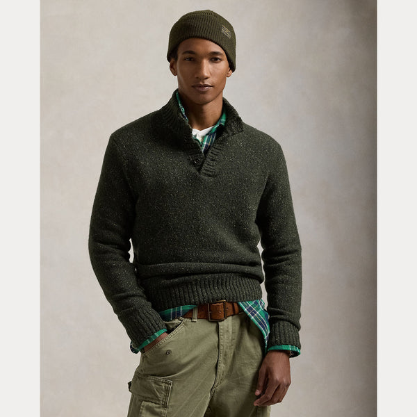 SPECKLED WOOL-BLEND MOCKNECK SWEATER 