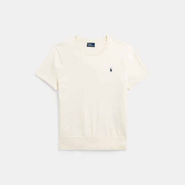 COTTON-BLEND SHORT-SLEEVE SWEATER