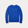 CABLE-KNIT WOOL-CASHMERE V-NECK SWEATER 