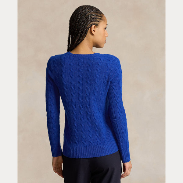 CABLE-KNIT WOOL-CASHMERE V-NECK SWEATER 