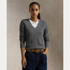 CABLE-KNIT WOOL-CASHMERE V-NECK SWEATER 
