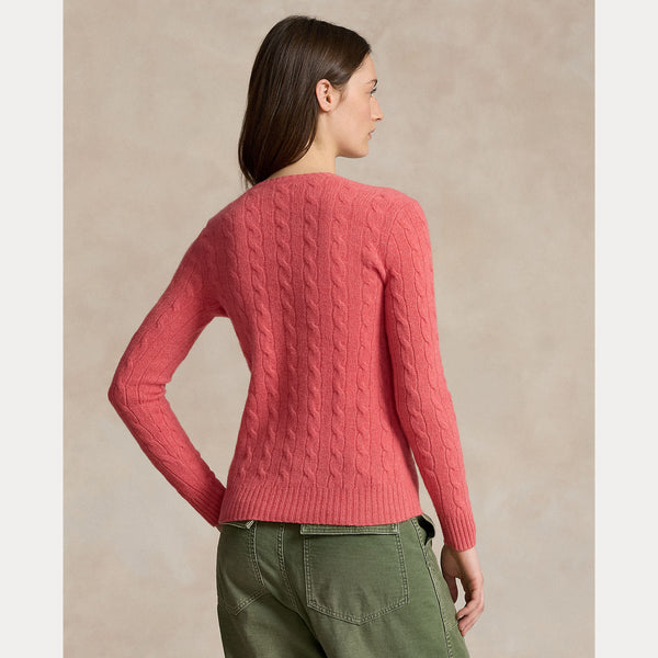 CABLE-KNIT WOOL-CASHMERE V-NECK SWEATER 