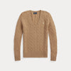 CABLE-KNIT WOOL-CASHMERE V-NECK SWEATER 