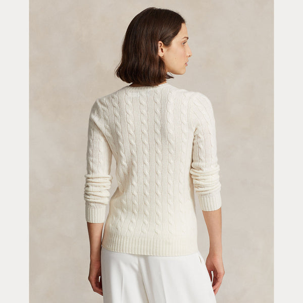 CABLE-KNIT WOOL-CASHMERE V-NECK SWEATER 