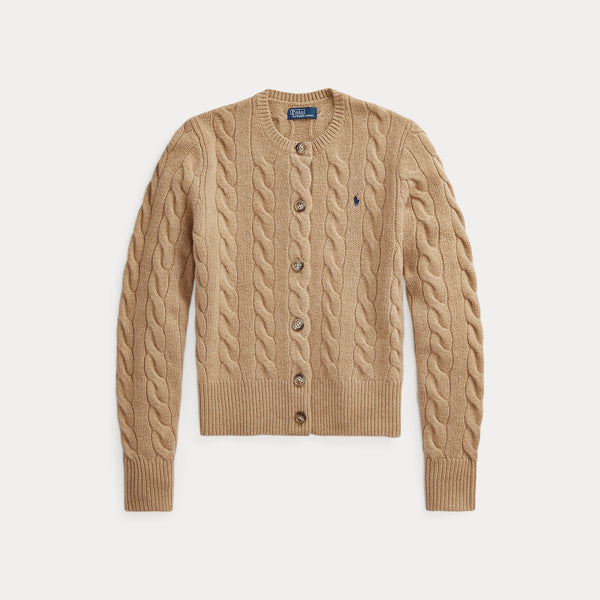 CABLE-KNIT WOOL-CASHMERE CARDIGAN 