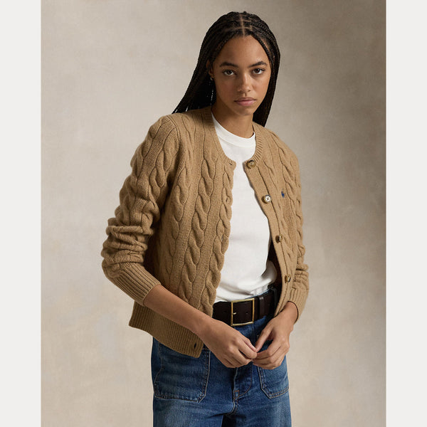 CABLE-KNIT WOOL-CASHMERE CARDIGAN 