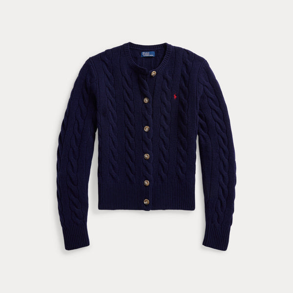 CABLE-KNIT WOOL-CASHMERE CARDIGAN 