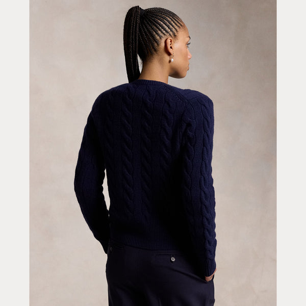 CABLE-KNIT WOOL-CASHMERE CARDIGAN 