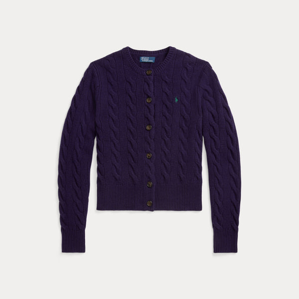 CABLE-KNIT WOOL-CASHMERE CARDIGAN 