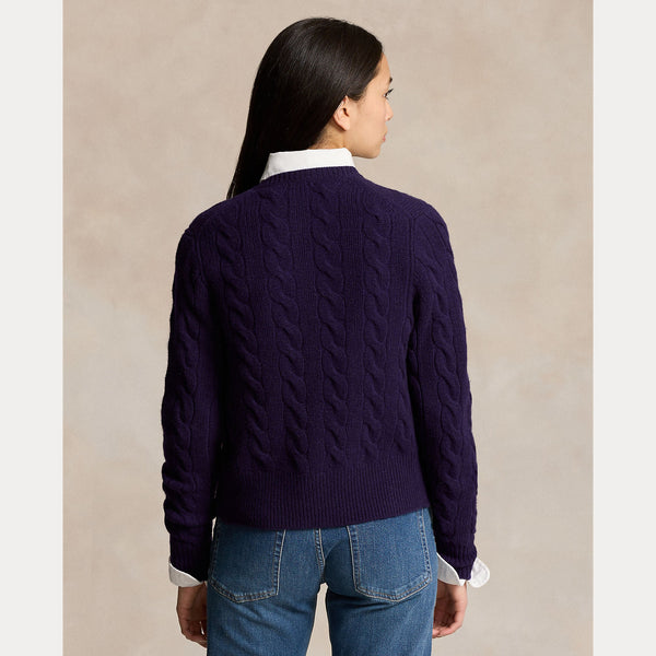 CABLE-KNIT WOOL-CASHMERE CARDIGAN 