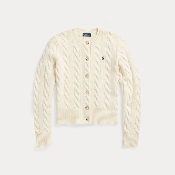 CABLE-KNIT WOOL-CASHMERE CARDIGAN 