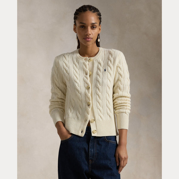 CABLE-KNIT WOOL-CASHMERE CARDIGAN 