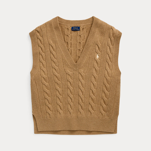 CABLE-KNIT WOOL-CASHMERE SWEATER VEST 
