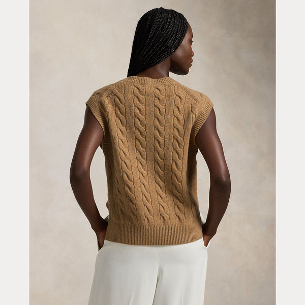 CABLE-KNIT WOOL-CASHMERE SWEATER VEST 