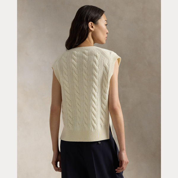 CABLE-KNIT WOOL-CASHMERE SWEATER VEST 