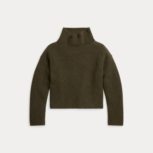 RIBBED WOOL-CASHMERE MOCKNECK SWEATER 