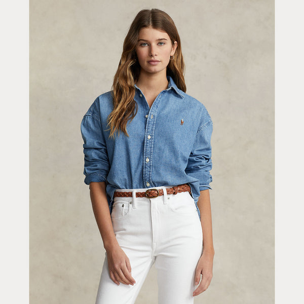CROPPED BOXY DENIM SHIRT 