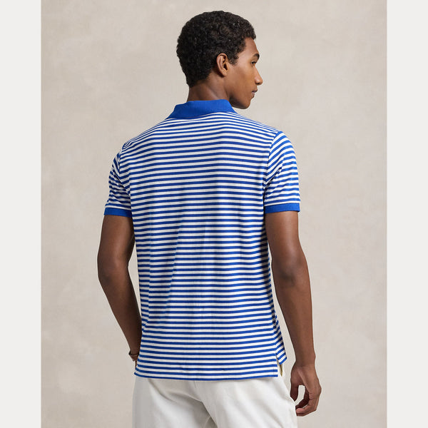 CUSTOM SLIM FIT STRIPED MESH POLO SHIRT 